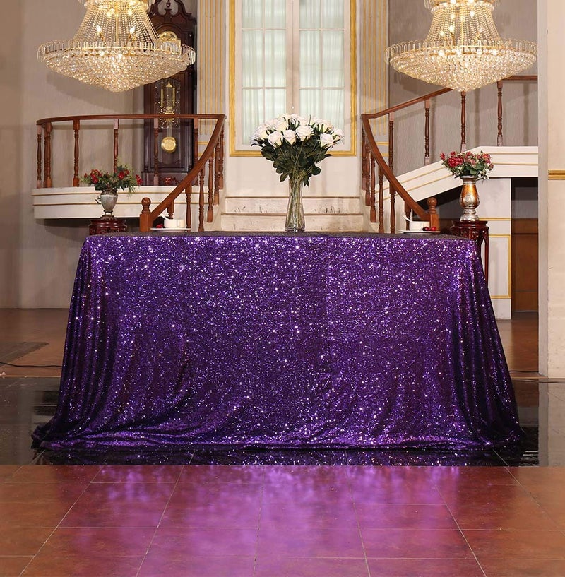 SquarePie Sequin Tablecloth 50 x 72 Inch Purple Sparkly Table Cloth for Wedding Halloween Party - Image 1